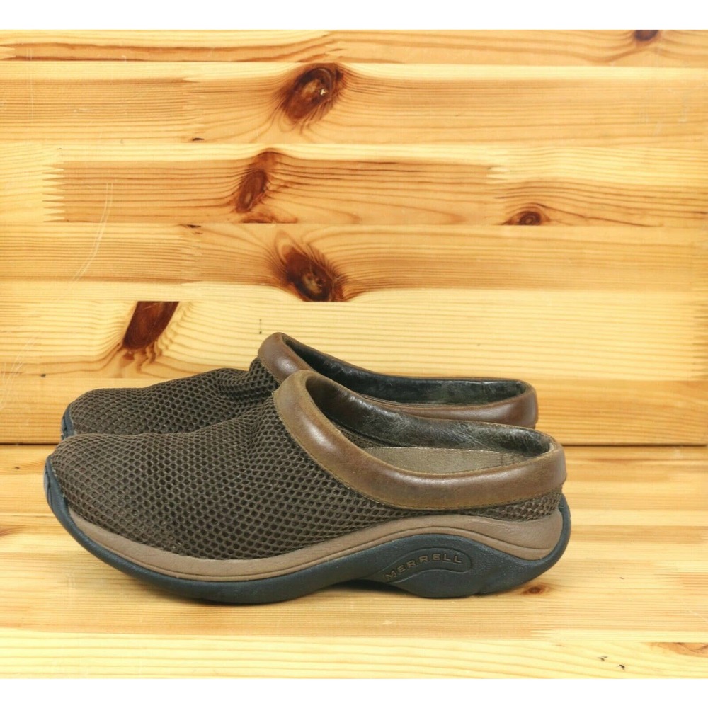 Merrell Encore Breeze 3 Women's Brown Mesh Slip On Mules Shoes Sz 6 Leather Trim